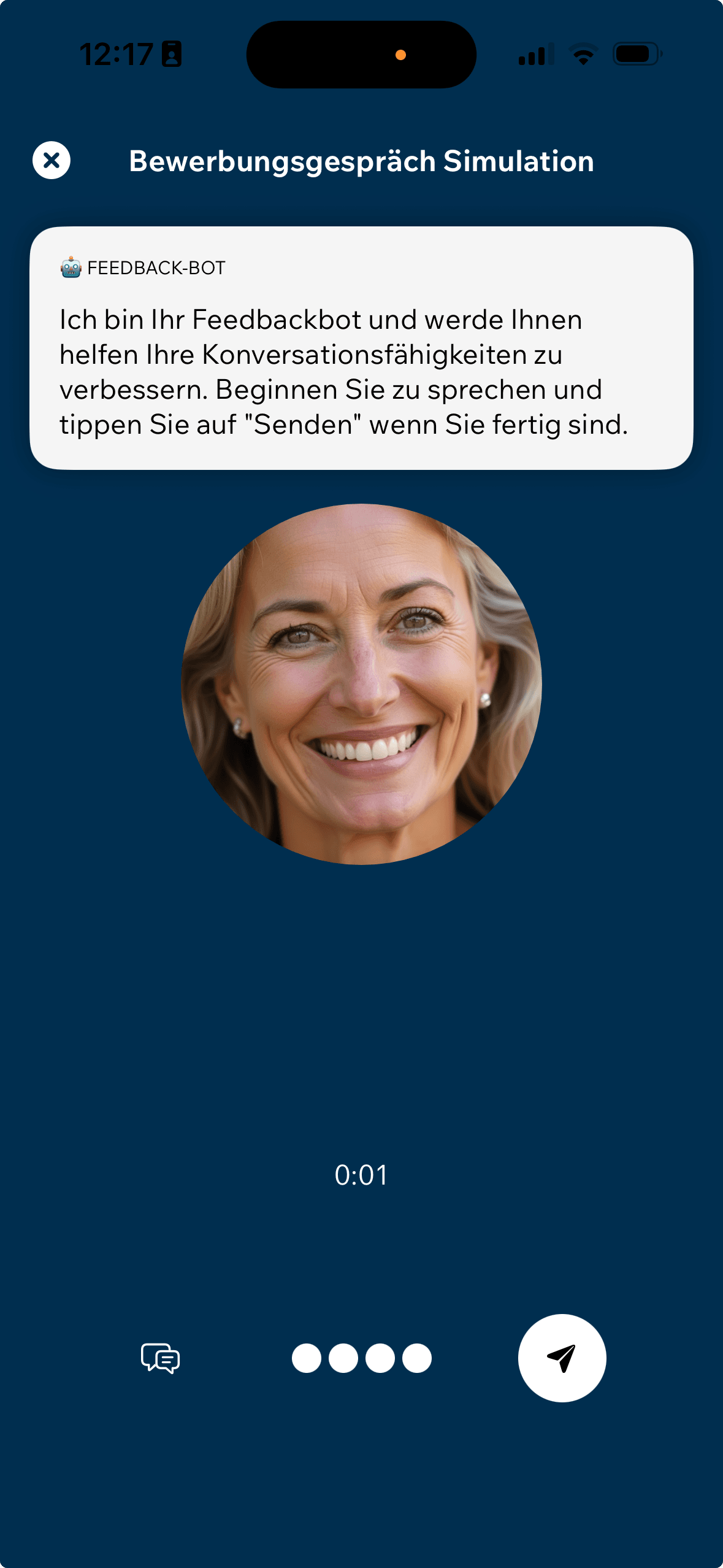 KI-Gesprächstrainer: Bewerbungsgespräch mit Feedbackbot und Sprachaufnahme